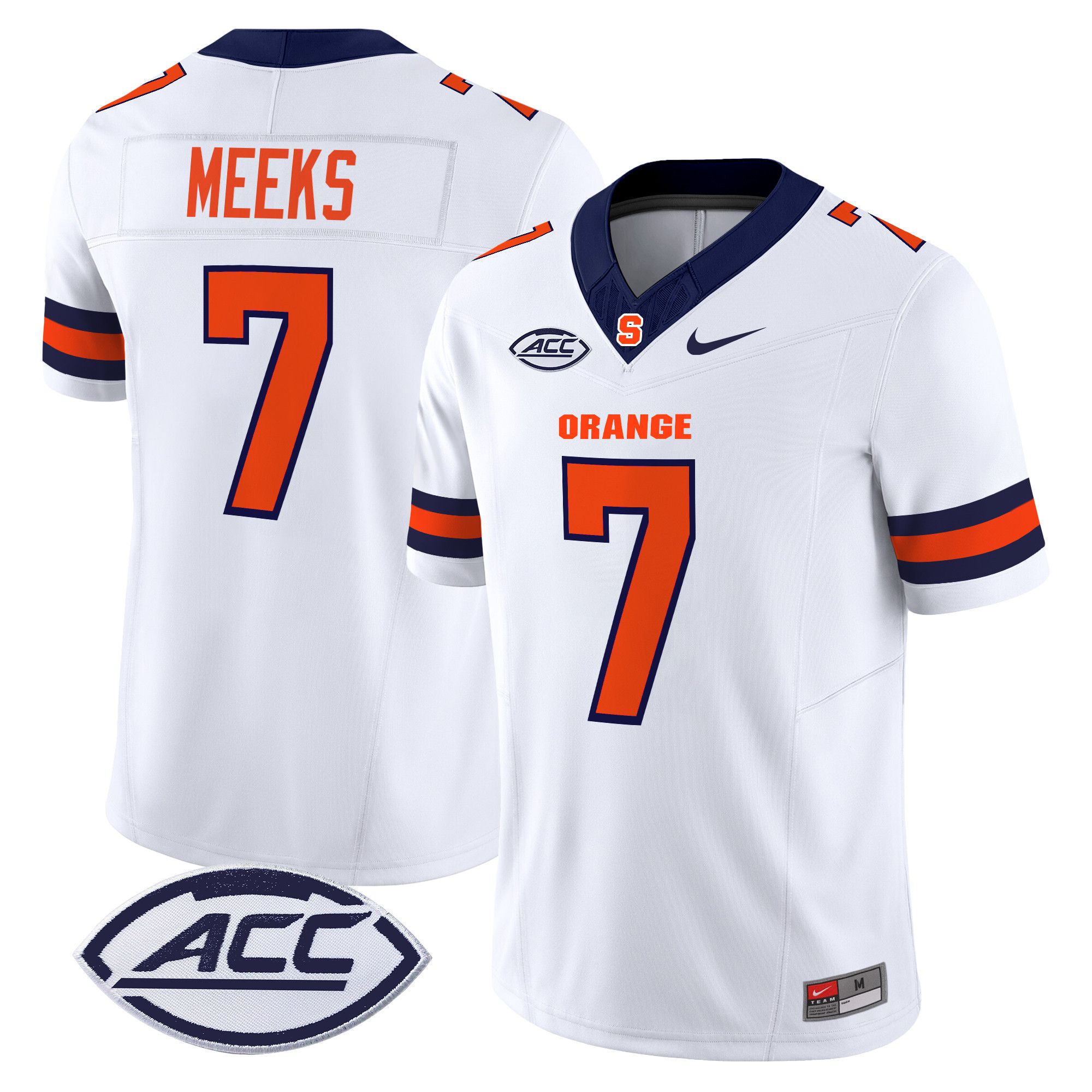 Men Syracuse Orange #7 Meeks White Nike 2024 Vapor Limited NCAA Jersey->ncaa teams->NCAA Jersey